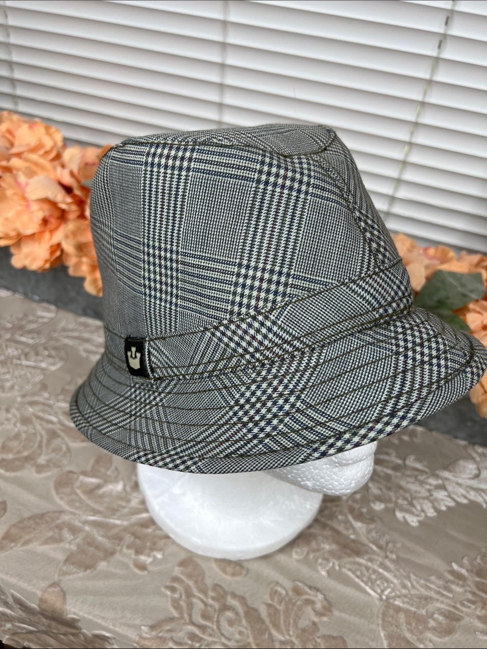 Goorin Bros. Fedora Hat Gray Plaid Wool/Polyester Blend Sz Medium